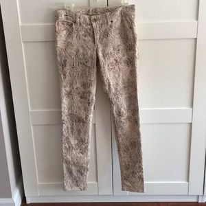 Cache Paisley Textured Low Rise Jeans